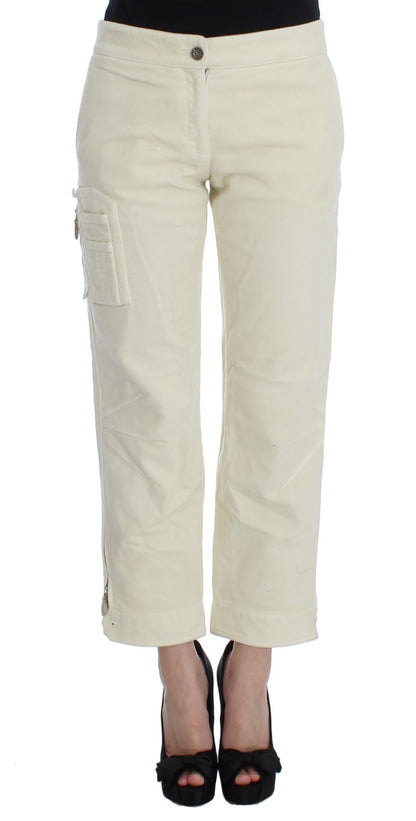 Beige Cotton Capri Cropped Cargo Pants - Designed by Ermanno Scervino Available to Buy at a Discounted Price on Moon Behind The Hill Online Designer Discount Store