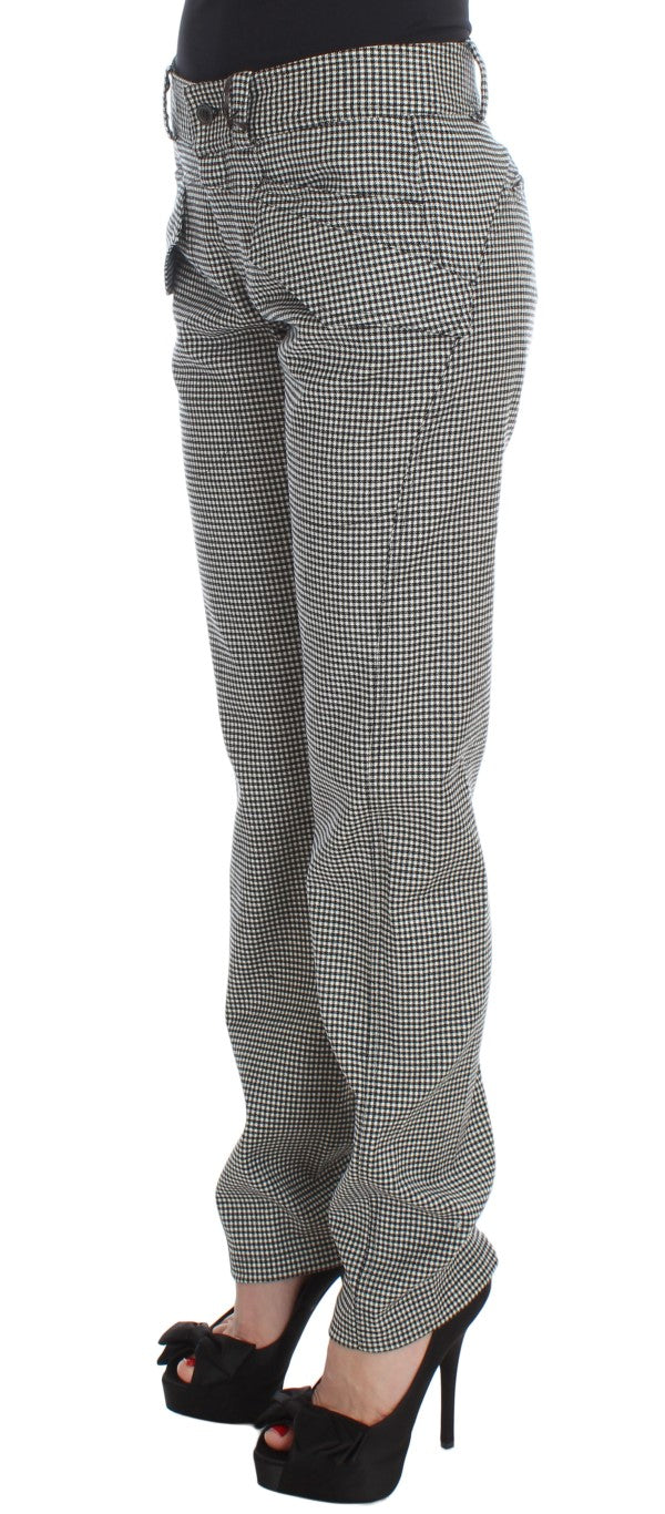 Black White Checkered Cotton Casual Pants - Designed by Ermanno Scervino Available to Buy at a Discounted Price on Moon Behind The Hill Online Designer Discount Store