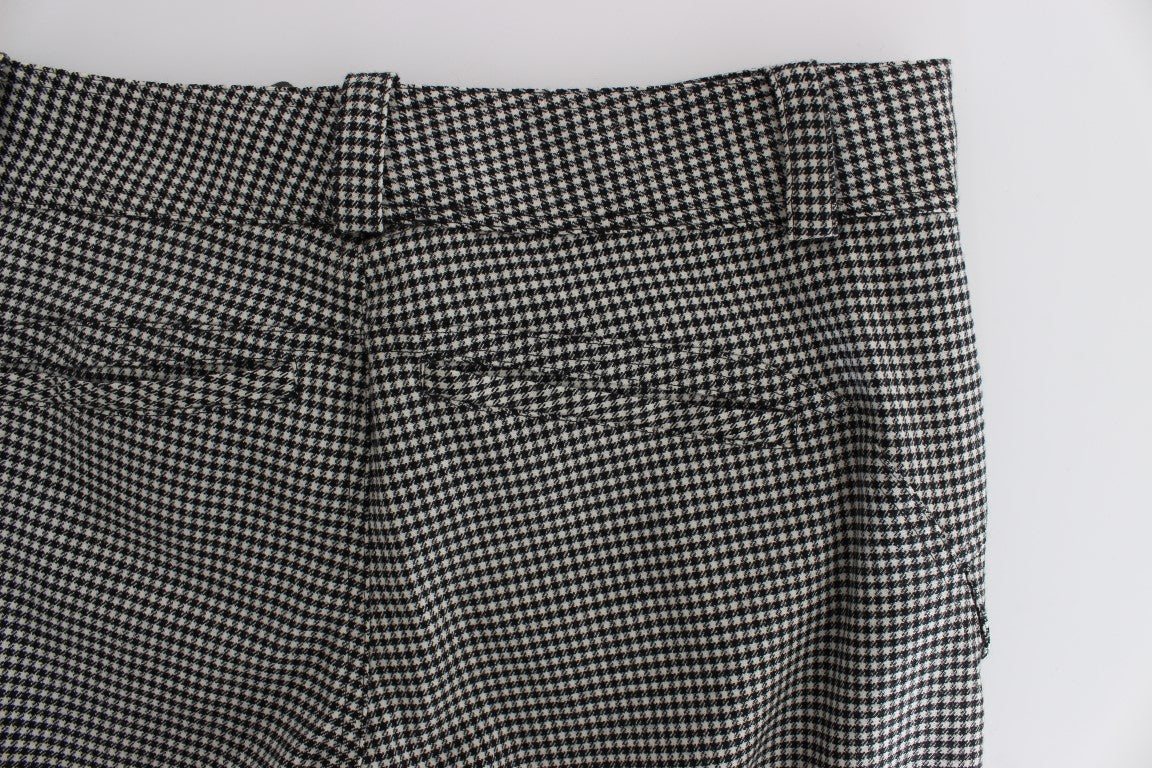 Black White Checkered Cotton Casual Pants - Designed by Ermanno Scervino Available to Buy at a Discounted Price on Moon Behind The Hill Online Designer Discount Store
