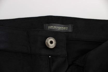 Black Cotton Blend Regular Fit Pants - Designed by Ermanno Scervino Available to Buy at a Discounted Price on Moon Behind The Hill Online Designer Discount Store