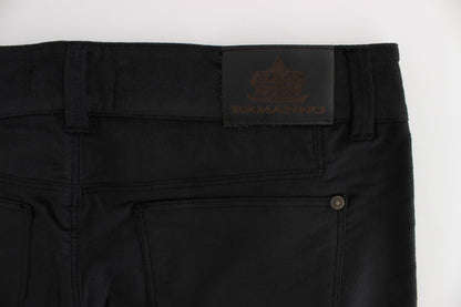 Black Cotton Blend Regular Fit Pants - Designed by Ermanno Scervino Available to Buy at a Discounted Price on Moon Behind The Hill Online Designer Discount Store