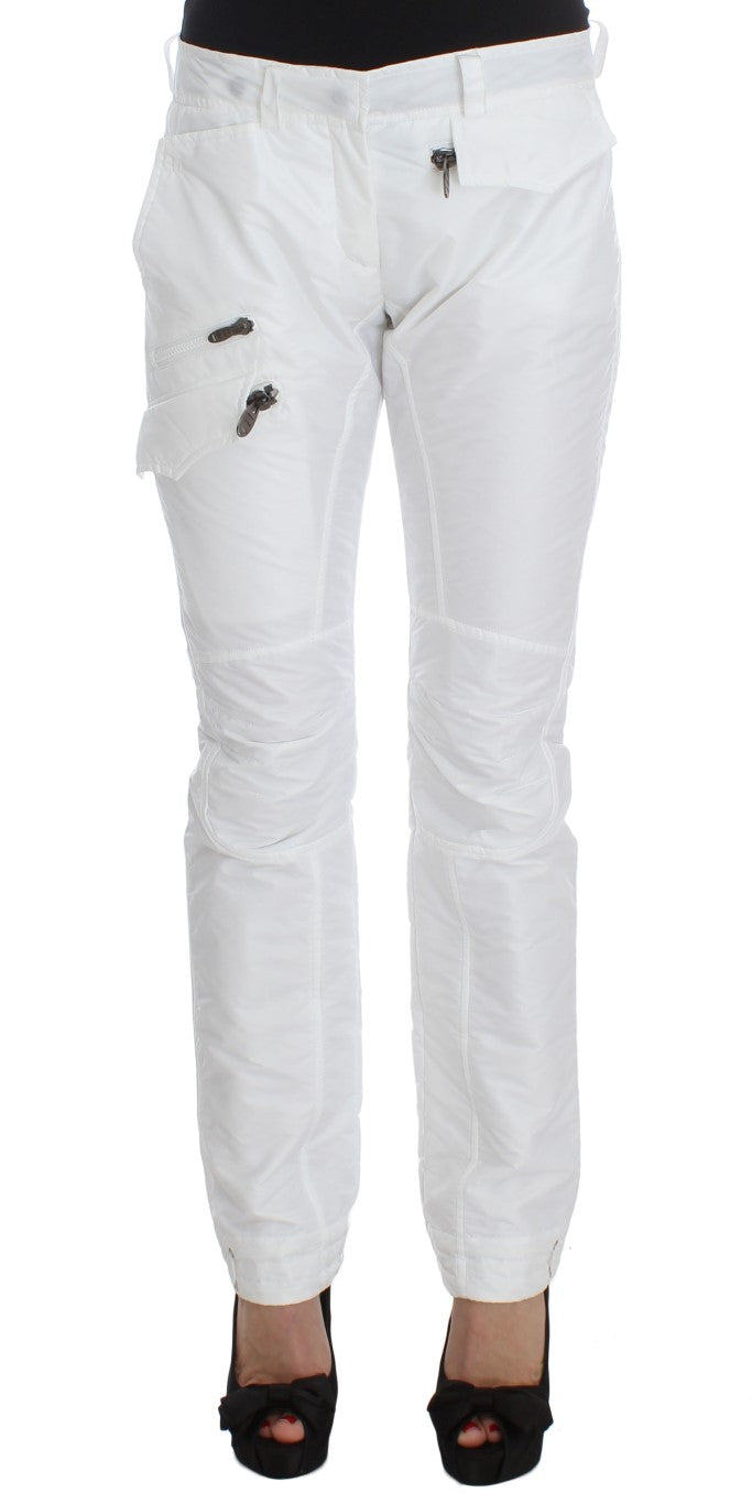 White Nylon Padded Slim Fit Cargo Pants designed by Ermanno Scervino available from Moon Behind The Hill's Women's Clothing range