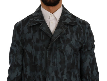 Blue Camouflage Trench Trench - Designed by Dolce & Gabbana Available to Buy at a Discounted Price on Moon Behind The Hill Online Designer Discount Store
