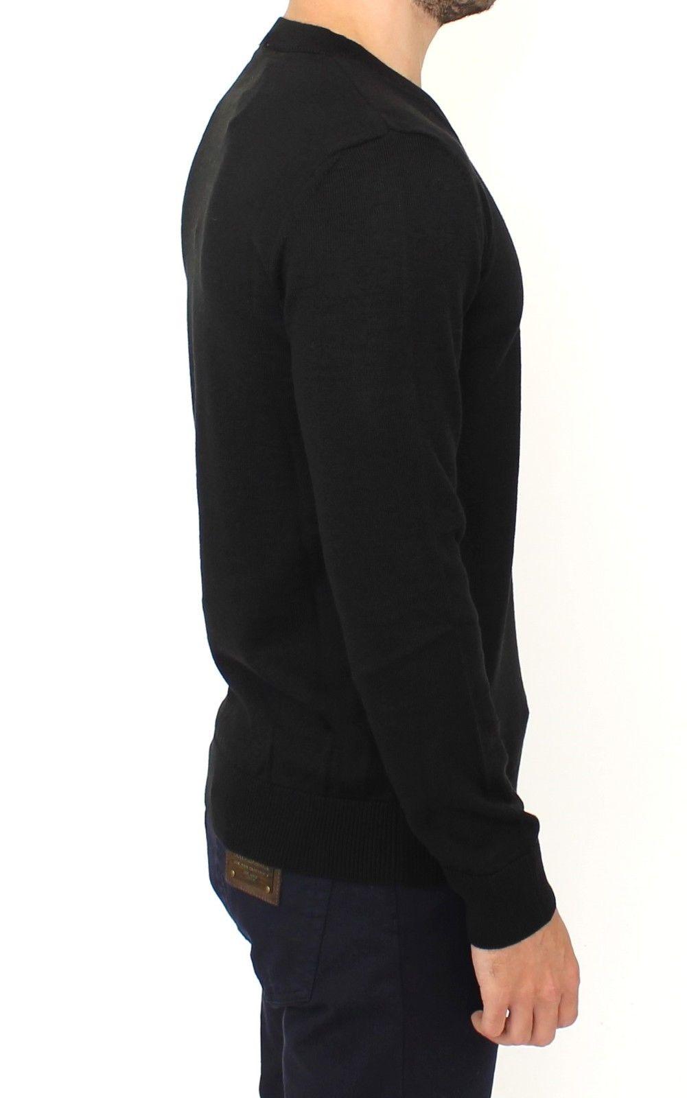 Black Wool Blend V-neck Pullover Sweater - Designed by Ermanno Scervino Available to Buy at a Discounted Price on Moon Behind The Hill Online Designer Discount Store