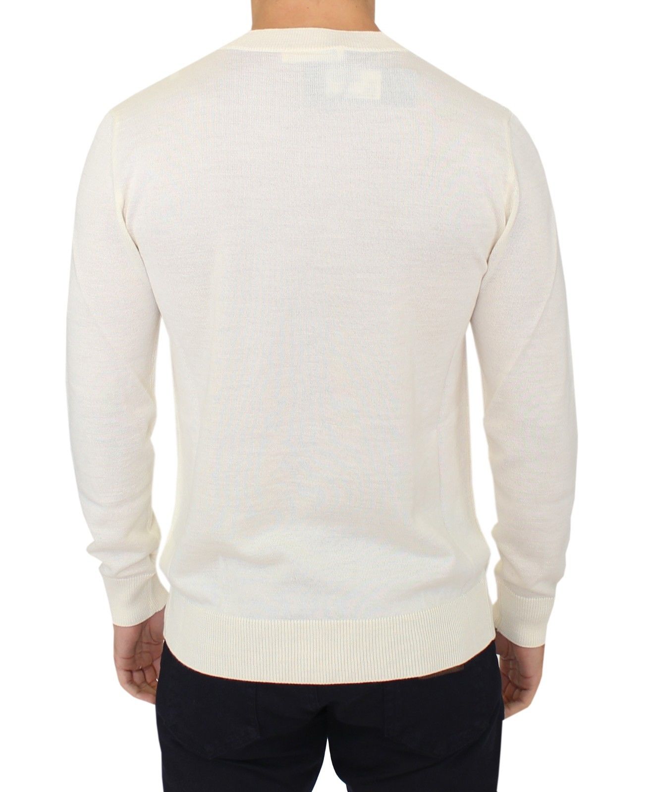 Off White Wool Blend V-neck Pullover Sweater designed by Ermanno Scervino available from Moon Behind The Hill's Men's Clothing range
