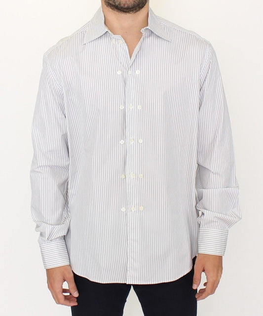 White Gray Striped Regular Fit Casual Shirt designed by Ermanno Scervino available from Moon Behind The Hill's Men's Clothing range