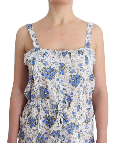 Beachwear Blue Floral Beach Mini Dress Short - Designed by Ermanno Scervino Available to Buy at a Discounted Price on Moon Behind The Hill Online Designer Discount Store