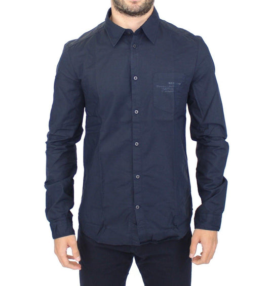 Blue Cotton Casual Long Sleeve Shirt Top - Designed by Ermanno Scervino Available to Buy at a Discounted Price on Moon Behind The Hill Online Designer Discount Store
