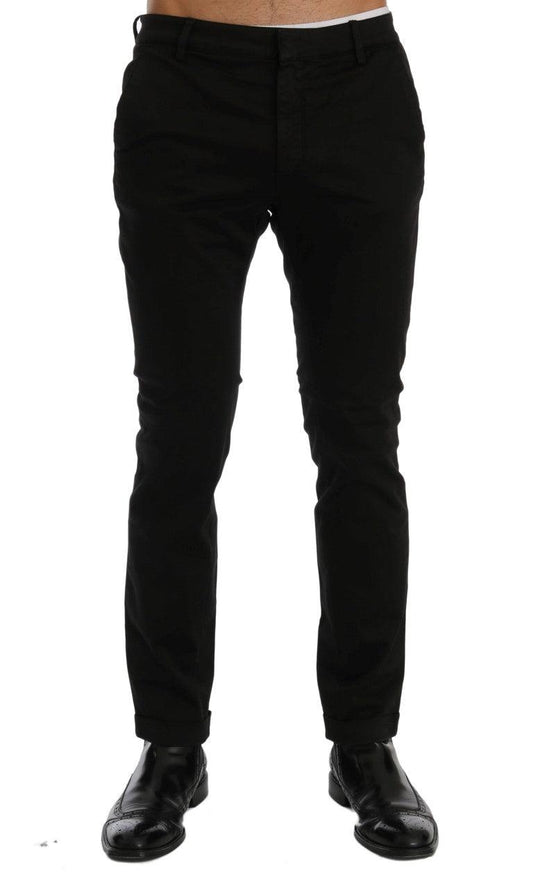 Black Slim Fit Cotton Stretch Pants - Designed by Costume National Available to Buy at a Discounted Price on Moon Behind The Hill Online Designer Discount Store