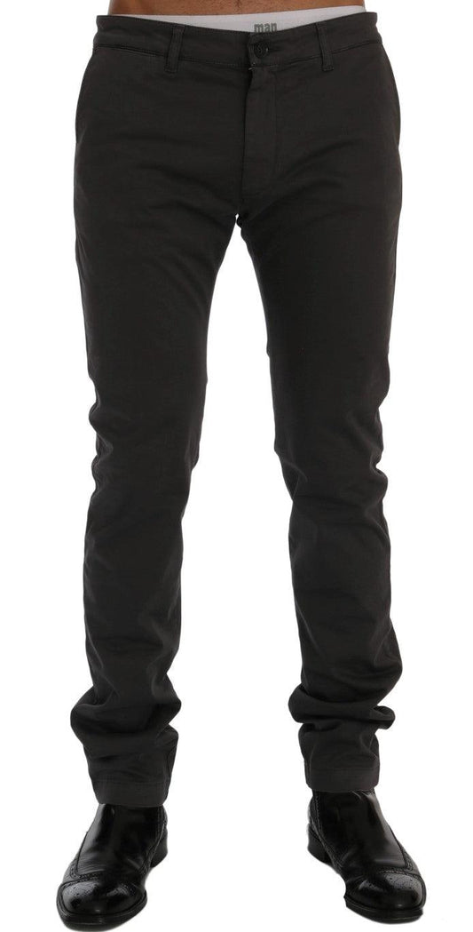 Gray Cotton Stretch Chinos Pants - Designed by GF Ferre Available to Buy at a Discounted Price on Moon Behind The Hill Online Designer Discount Store