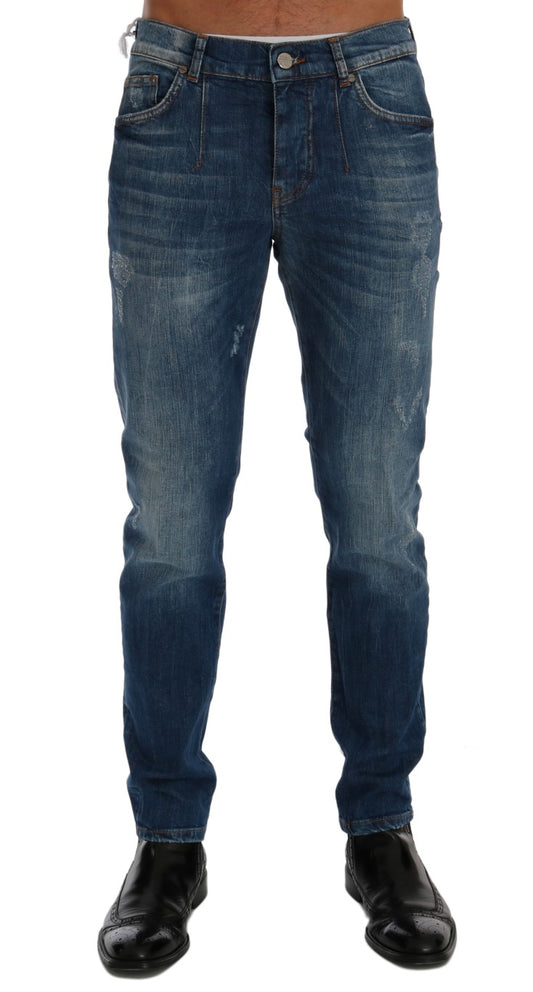 Blue Wash Perth Slim Fit Jeans - Designed by Frankie Morello Available to Buy at a Discounted Price on Moon Behind The Hill Online Designer Discount Store