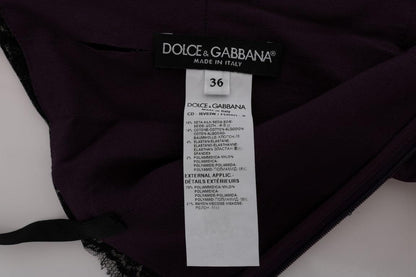 Purple Silk Stretch Black Lace Dress designed by Dolce & Gabbana available from Moon Behind The Hill's Women's Clothing range