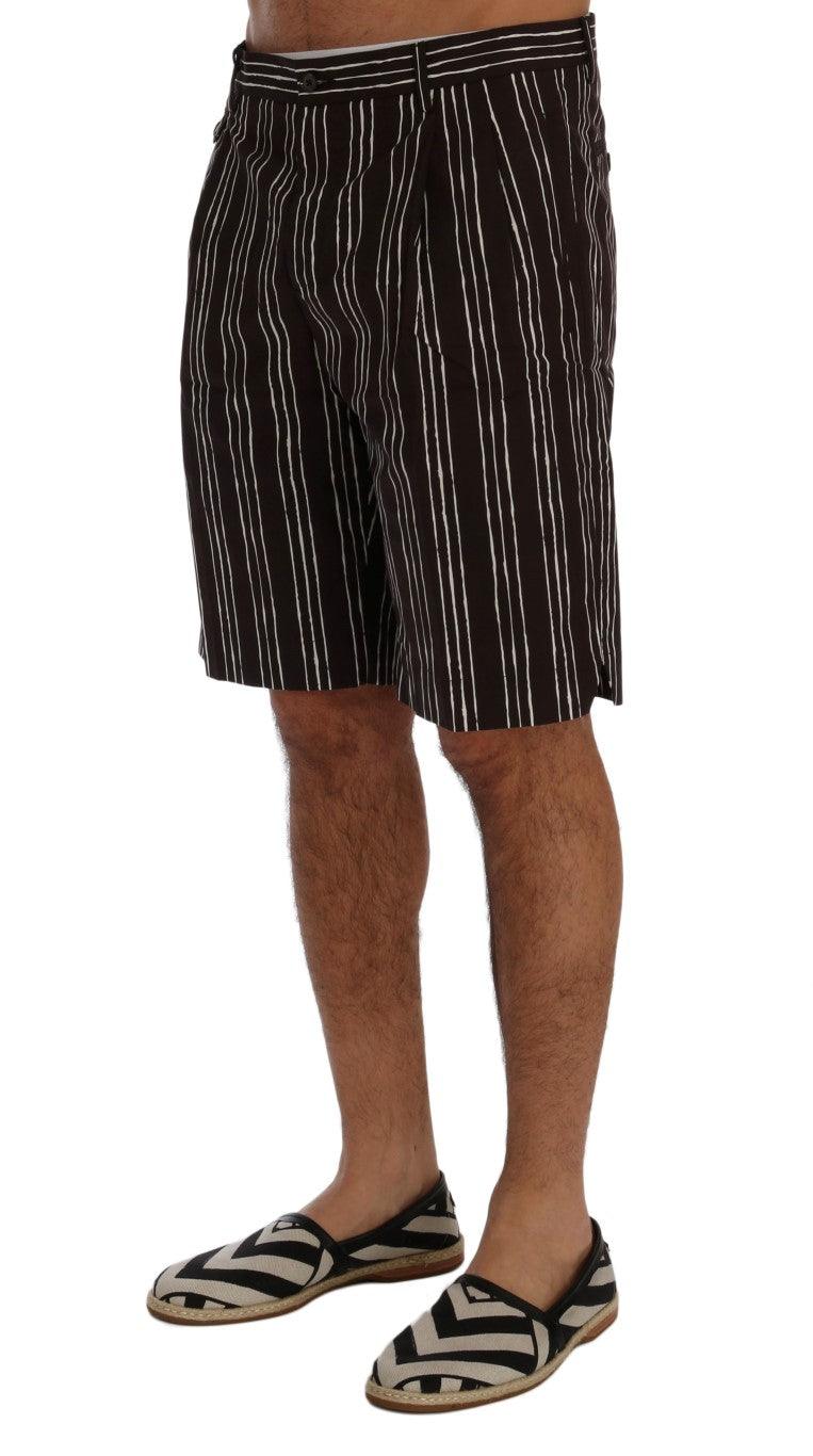 Bordeaux White Striped Hemp Casual Shorts - Designed by Dolce & Gabbana Available to Buy at a Discounted Price on Moon Behind The Hill Online Designer Discount Store