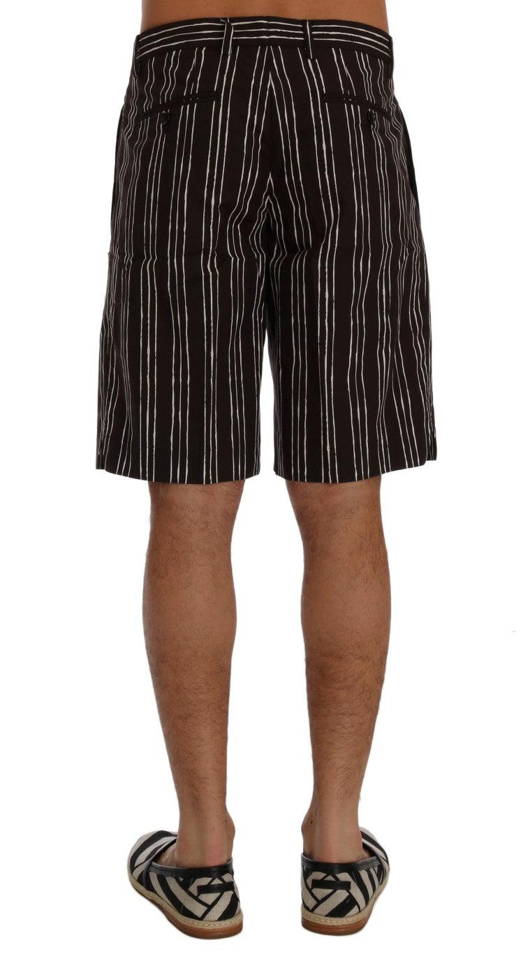 Bordeaux White Striped Hemp Casual Shorts - Designed by Dolce & Gabbana Available to Buy at a Discounted Price on Moon Behind The Hill Online Designer Discount Store