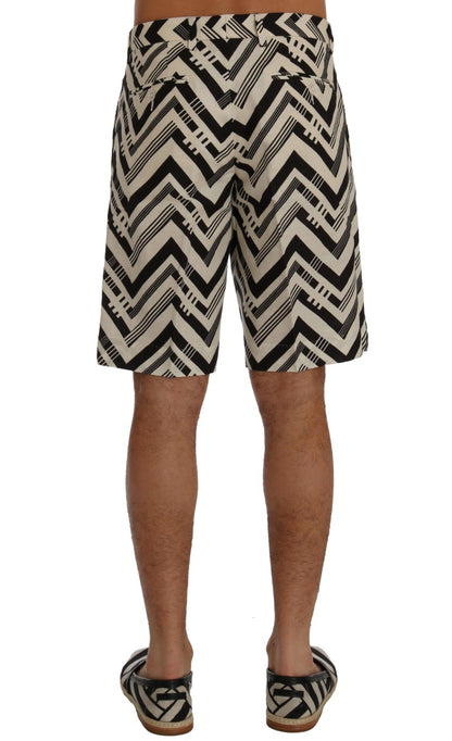 White Black Striped Cotton Linen Shorts designed by Dolce & Gabbana available from Moon Behind The Hill's Men's Clothing range