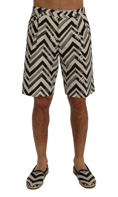 White Black Striped Cotton Linen Shorts designed by Dolce & Gabbana available from Moon Behind The Hill's Men's Clothing range