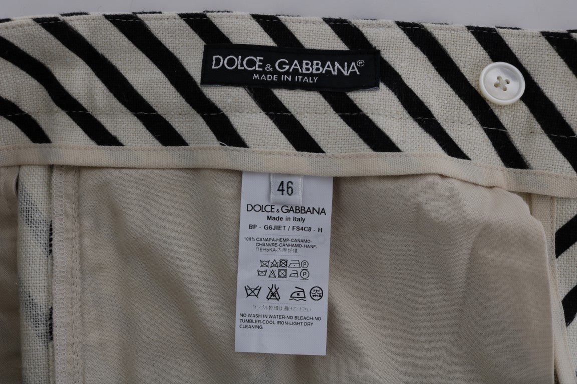 White Black Striped Hemp Casual Shorts designed by Dolce & Gabbana available from Moon Behind The Hill's Men's Clothing range
