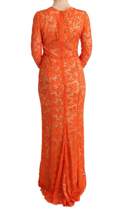 Orange Floral Ricamo Sheath Long Dress designed by Dolce & Gabbana available from Moon Behind The Hill's Women's Clothing range