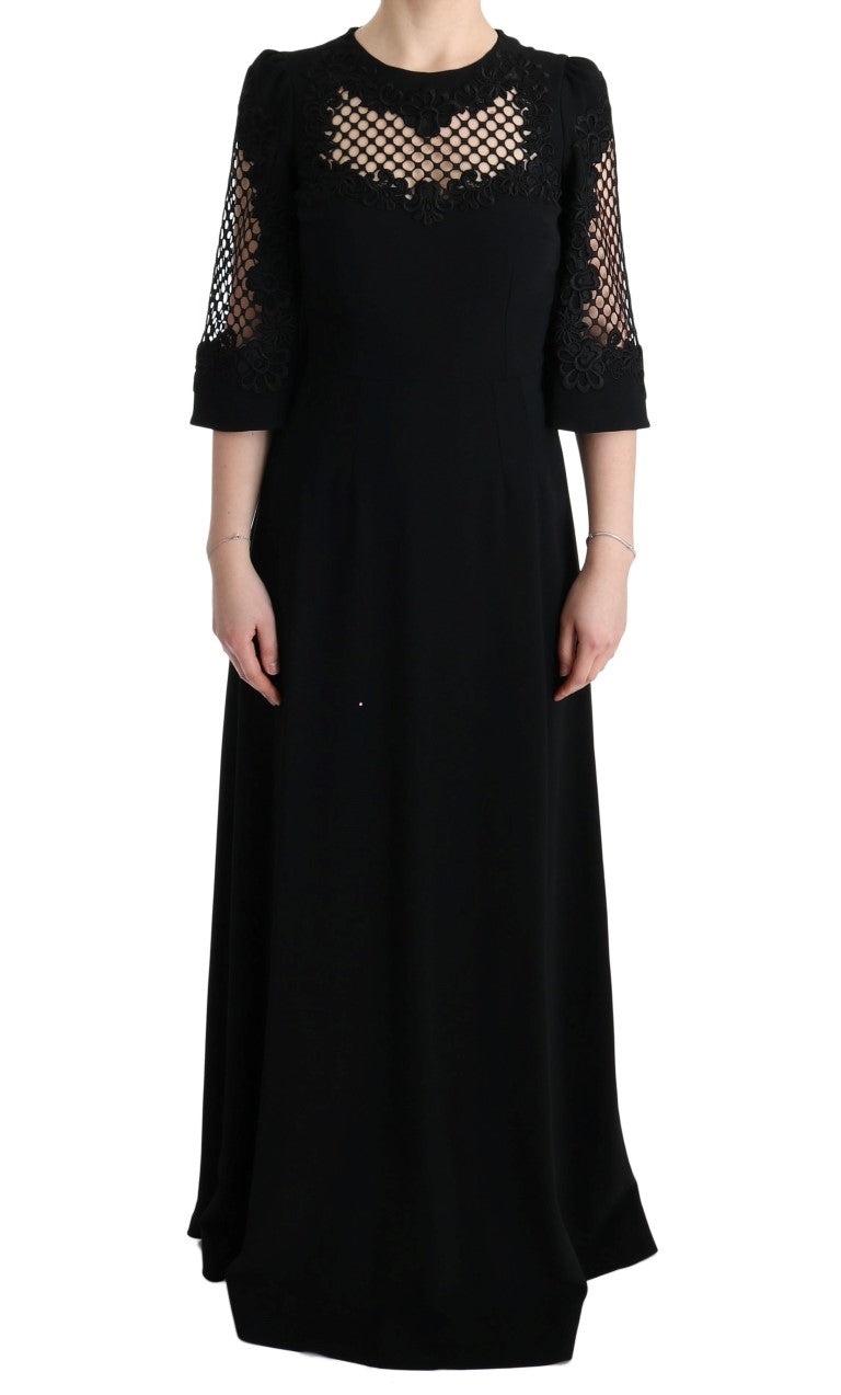 Black Stretch Shift Long Maxi Dress - Designed by Dolce & Gabbana Available to Buy at a Discounted Price on Moon Behind The Hill Online Designer Discount Store