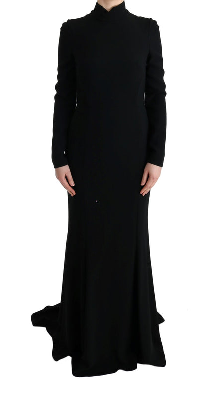 Black Stretch Long Gown Sheath Dress - Designed by Dolce & Gabbana Available to Buy at a Discounted Price on Moon Behind The Hill Online Designer Discount Store