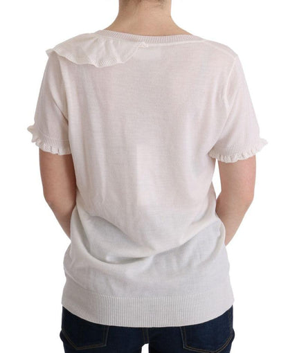 White 100% Lana Wool Top Blouse T-shirt designed by MARGHI LO' available from Moon Behind The Hill's Women's Clothing range