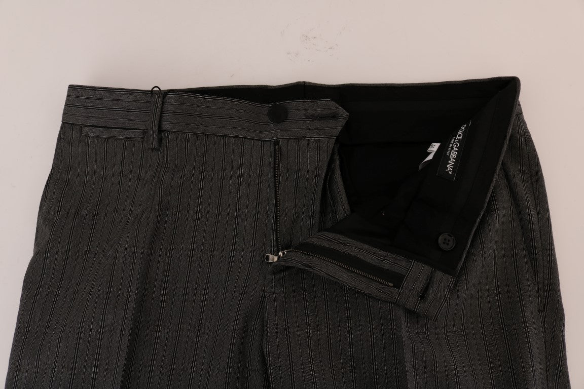 Gray Wool Striped Formal Pants - Designed by Dolce & Gabbana Available to Buy at a Discounted Price on Moon Behind The Hill Online Designer Discount Store
