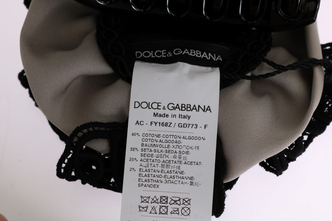 Gray Silk Black Lace Hair Claw - Designed by Dolce & Gabbana Available to Buy at a Discounted Price on Moon Behind The Hill Online Designer Discount Store