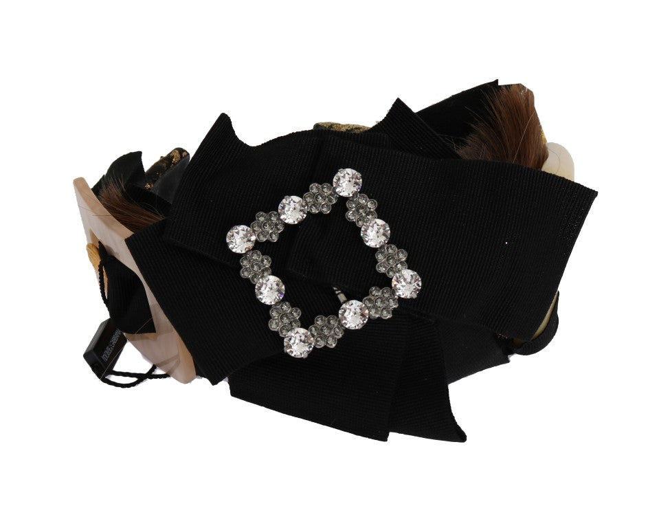 Clear Crystal Brown Hair Headband - Designed by Dolce & Gabbana Available to Buy at a Discounted Price on Moon Behind The Hill Online Designer Discount Store