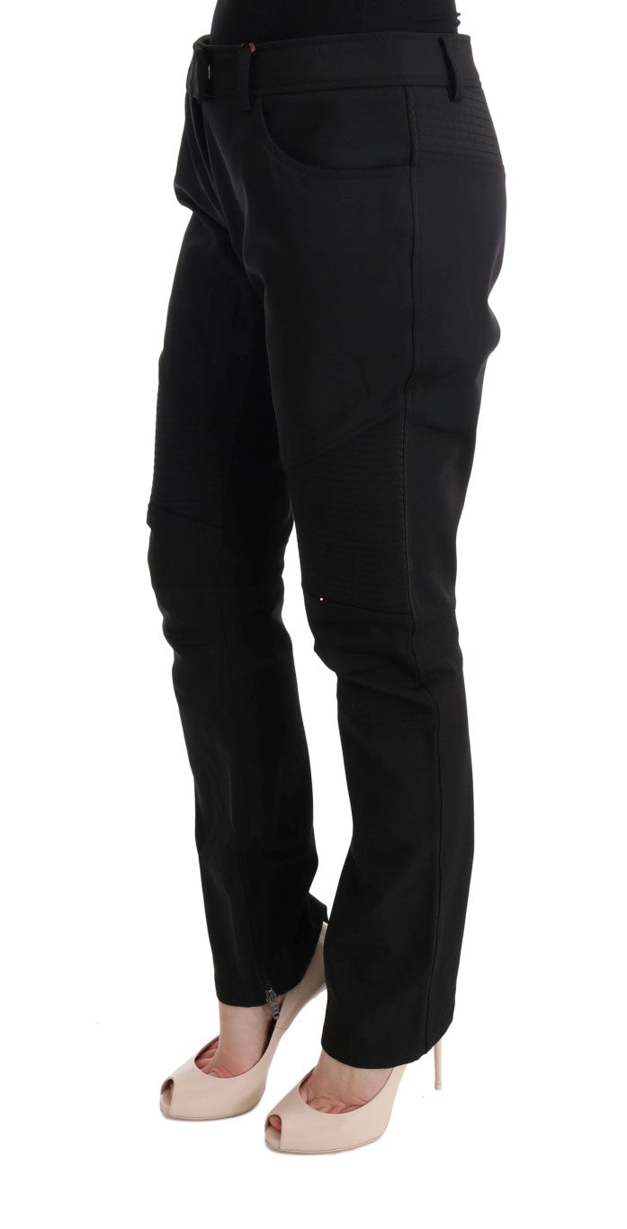 Black Cotton Slim Fit Casual Pants - Designed by Ermanno Scervino Available to Buy at a Discounted Price on Moon Behind The Hill Online Designer Discount Store