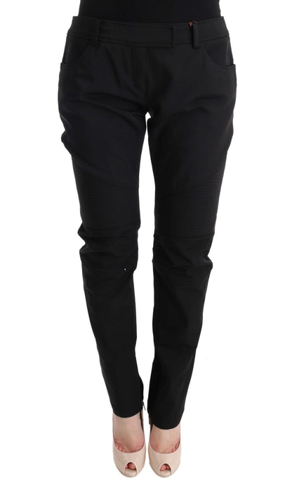 Black Cotton Slim Fit Casual Pants - Designed by Ermanno Scervino Available to Buy at a Discounted Price on Moon Behind The Hill Online Designer Discount Store