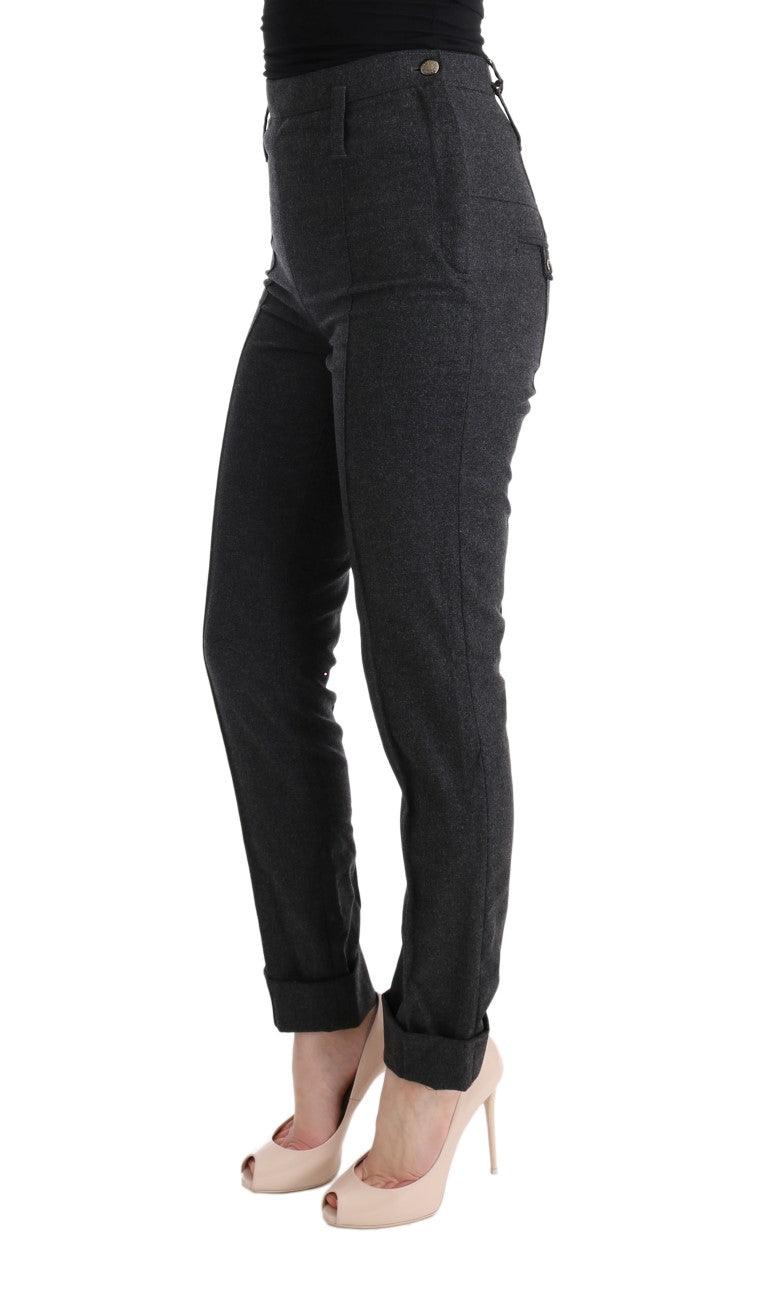 Gray Virgin Wool Skinny Casual Pants - Designed by Ermanno Scervino Available to Buy at a Discounted Price on Moon Behind The Hill Online Designer Discount Store