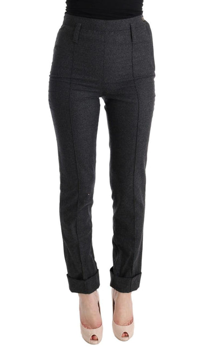 Gray Virgin Wool Skinny Casual Pants - Designed by Ermanno Scervino Available to Buy at a Discounted Price on Moon Behind The Hill Online Designer Discount Store