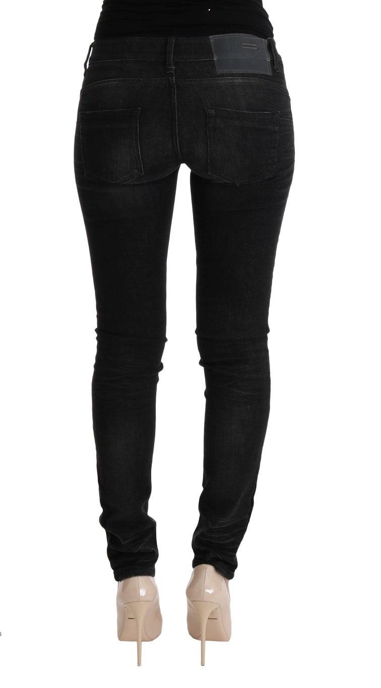 Black Denim Cotton Bottoms Slim Fit Jeans - Designed by Acht Available to Buy at a Discounted Price on Moon Behind The Hill Online Designer Discount Store