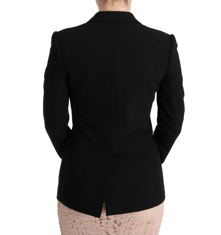 Black Floral Jacquard Slim Blazer - Designed by Dolce & Gabbana Available to Buy at a Discounted Price on Moon Behind The Hill Online Designer Discount Store