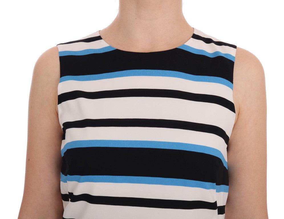 Blue White Striped Silk Stretch Shift Dress - Designed by Dolce & Gabbana Available to Buy at a Discounted Price on Moon Behind The Hill Online Designer Discount Store