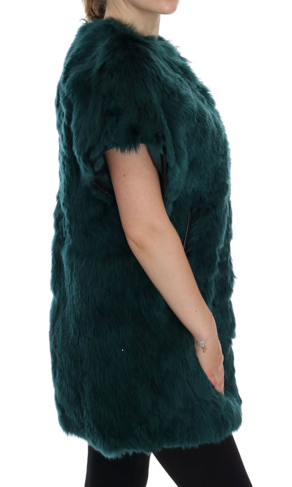 Green Alpaca Fur Vest Sleeveless Jacket - Designed by Dolce & Gabbana Available to Buy at a Discounted Price on Moon Behind The Hill Online Designer Discount Store