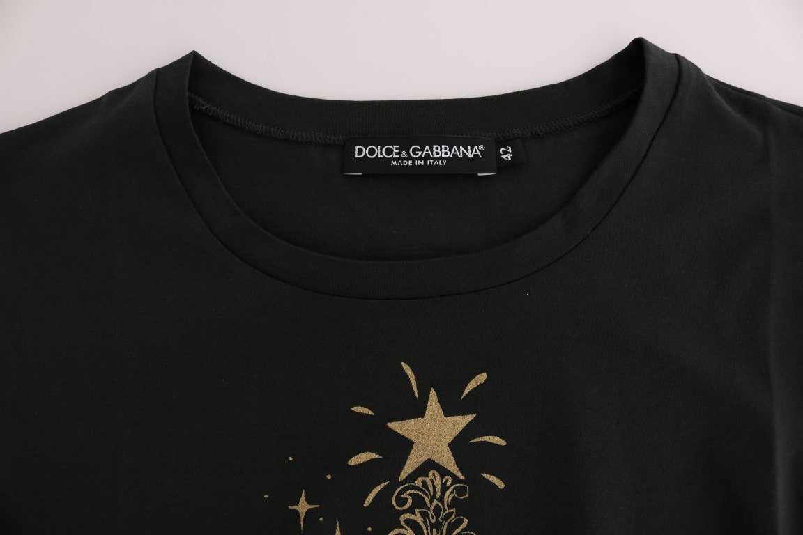 Green Cotton 2017 Motive T-Shirt - Designed by Dolce & Gabbana Available to Buy at a Discounted Price on Moon Behind The Hill Online Designer Discount Store