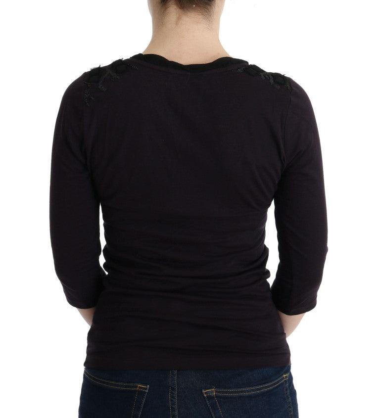 Purple V-neck Cotton T-shirt designed by Costume National available from Moon Behind The Hill's Women's Clothing range