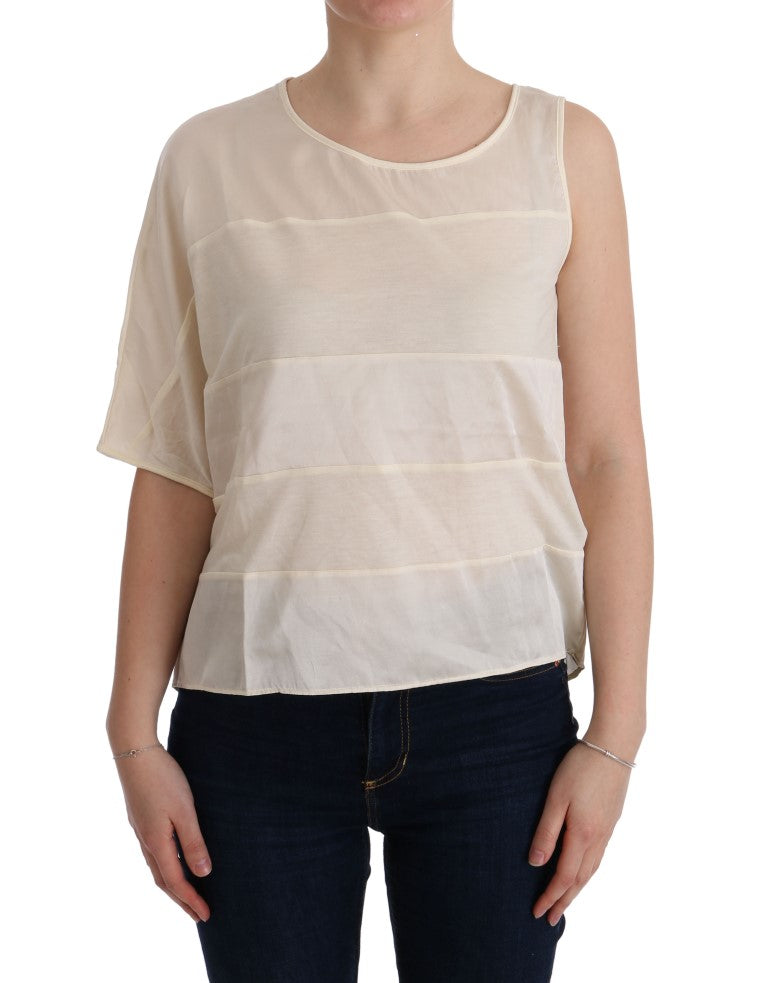 Beige Asymmetric Top Blouse - Designed by Costume National Available to Buy at a Discounted Price on Moon Behind The Hill Online Designer Discount Store