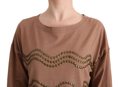 John Galliano Brown Cotton Studded Sweater - Designed by John Galliano Available to Buy at a Discounted Price on Moon Behind The Hill Online Designer Discount Store