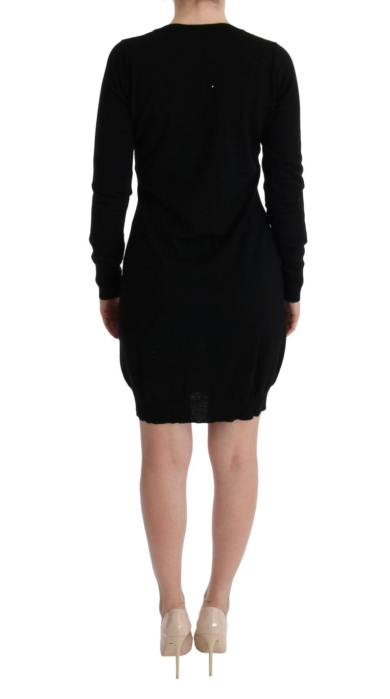 Black Wool Long Sleeve Shift Dress - Designed by MARGHI LO' Available to Buy at a Discounted Price on Moon Behind The Hill Online Designer Discount Store