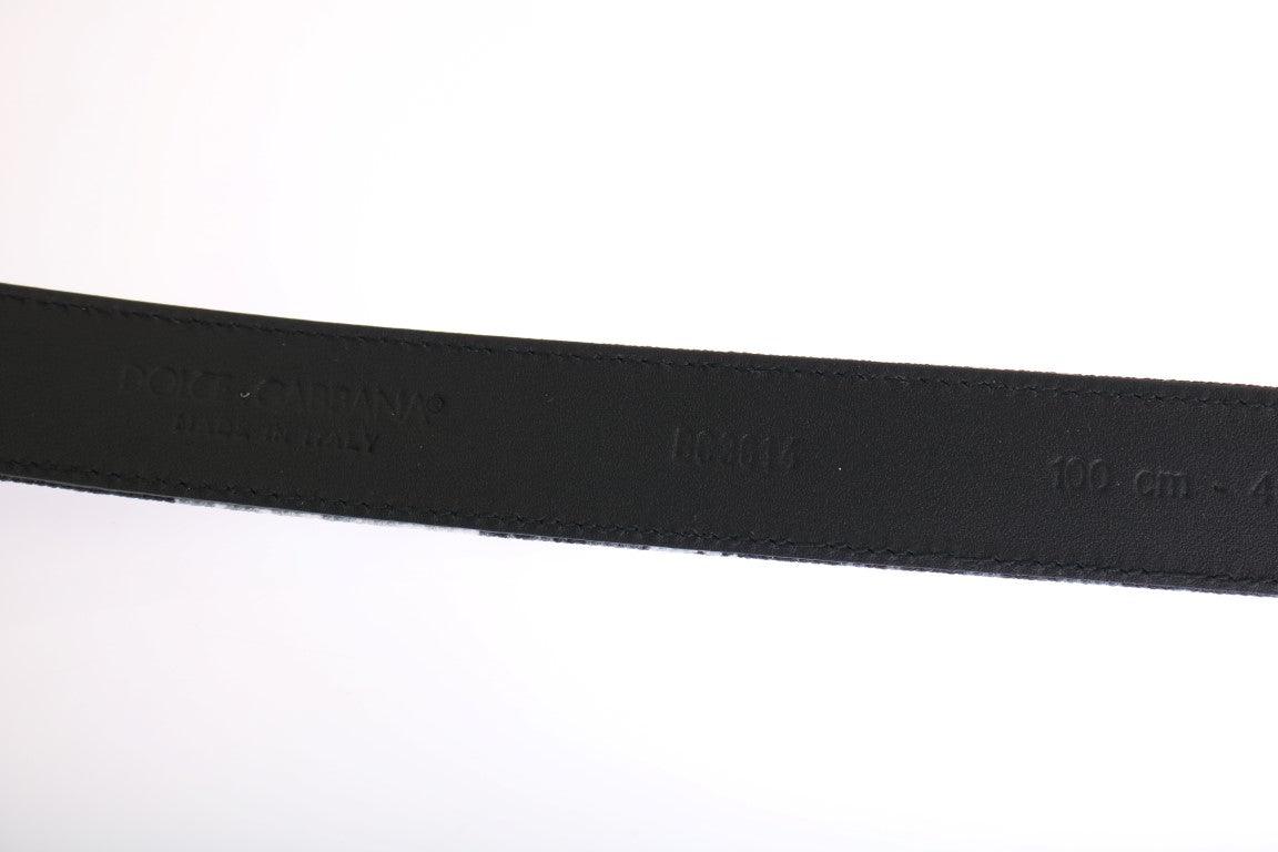 Black Cayman Linen Leather Belt - Designed by Dolce & Gabbana Available to Buy at a Discounted Price on Moon Behind The Hill Online Designer Discount Store