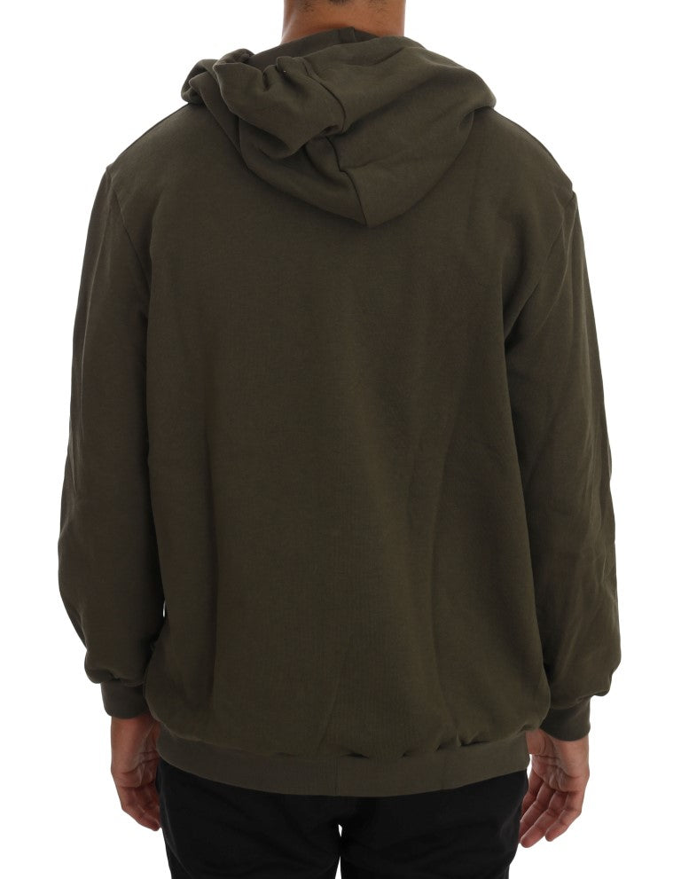 Green Full Zipper Hodded Cotton Sweater - Designed by Daniele Alessandrini Available to Buy at a Discounted Price on Moon Behind The Hill Online Designer Discount Store