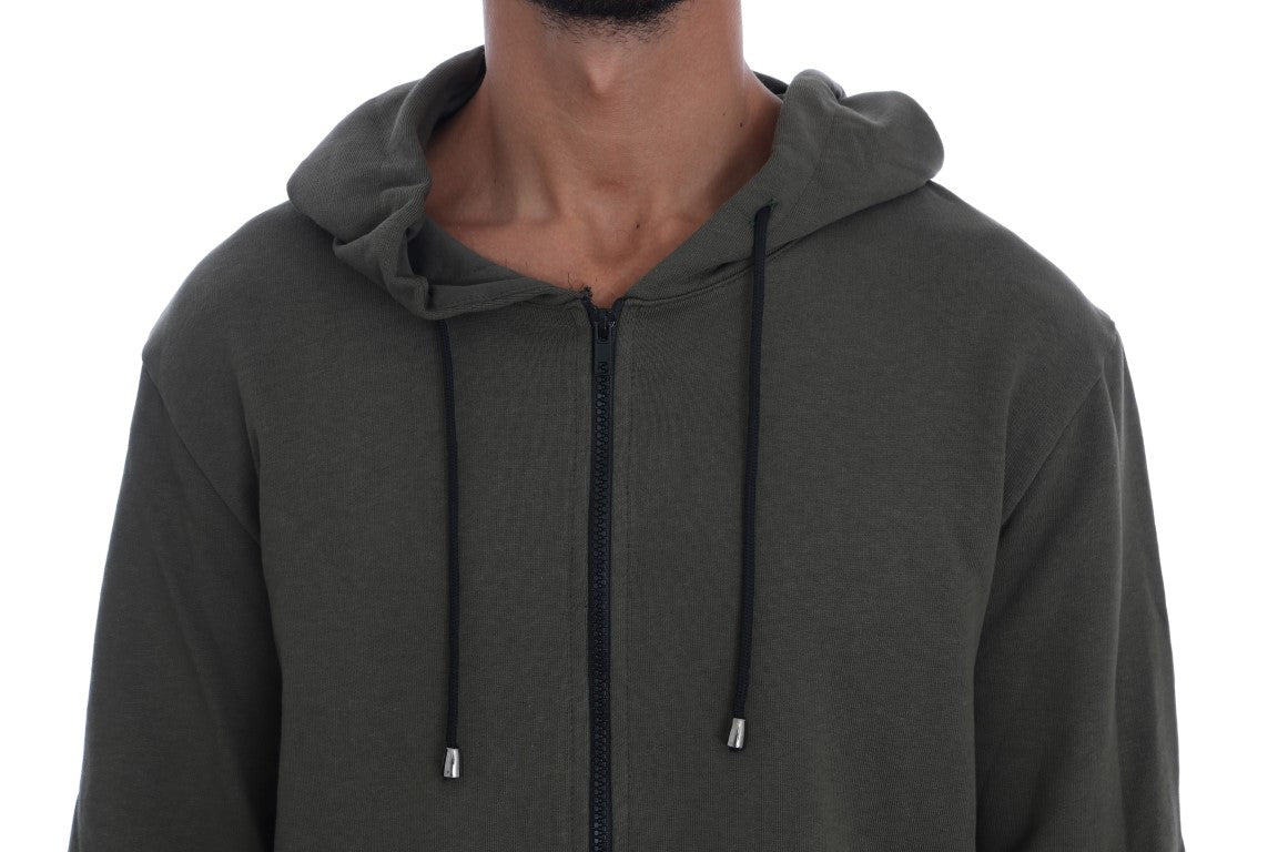 Green Full Zipper Hodded Cotton Sweater - Designed by Daniele Alessandrini Available to Buy at a Discounted Price on Moon Behind The Hill Online Designer Discount Store