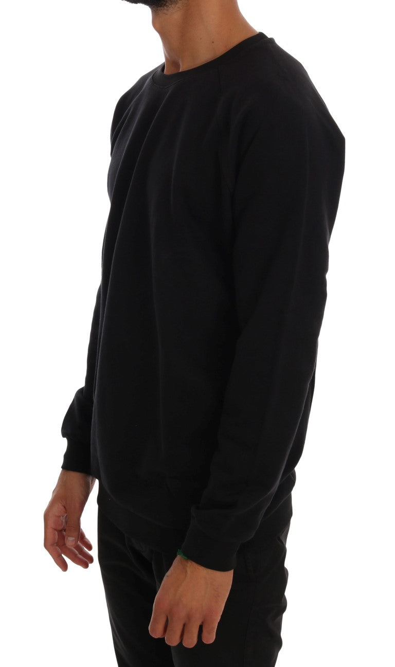 Black Crewneck Cotton Pullover Sweater - Designed by Daniele Alessandrini Available to Buy at a Discounted Price on Moon Behind The Hill Online Designer Discount Store