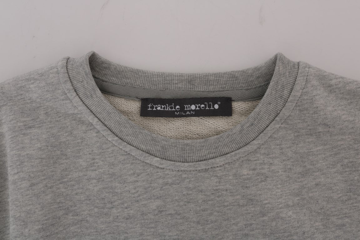Gray Cotton Crewneck Pullover Sweater - Designed by Frankie Morello Available to Buy at a Discounted Price on Moon Behind The Hill Online Designer Discount Store