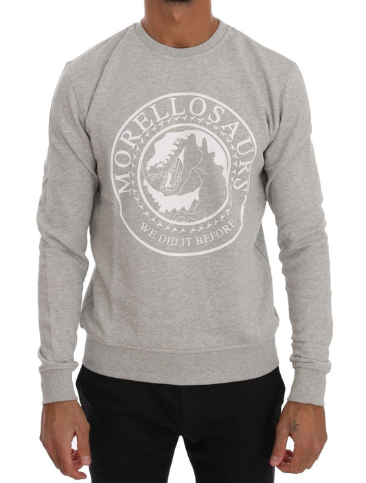 Gray Cotton Crewneck Pullover Sweater - Designed by Frankie Morello Available to Buy at a Discounted Price on Moon Behind The Hill Online Designer Discount Store