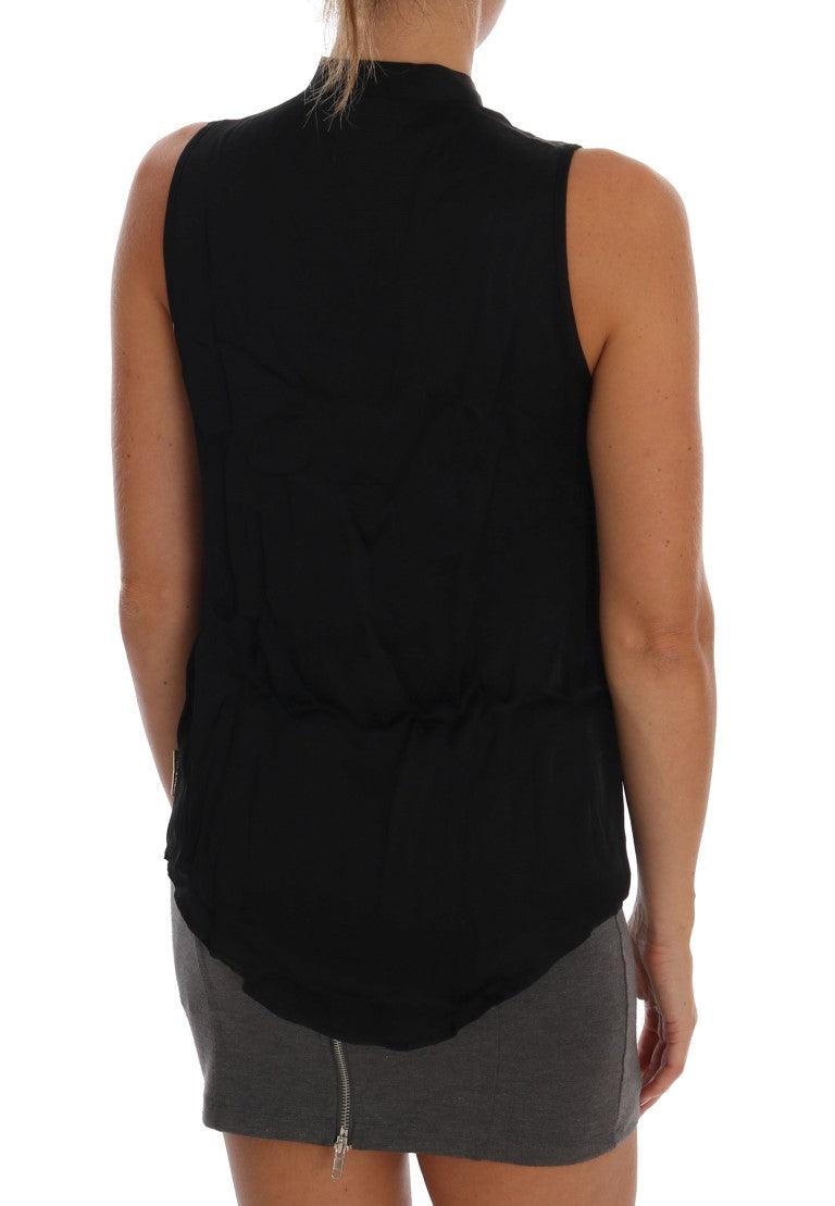 Black Sleeveless Viscose Blouse Top - Designed by Versace Jeans Available to Buy at a Discounted Price on Moon Behind The Hill Online Designer Discount Store
