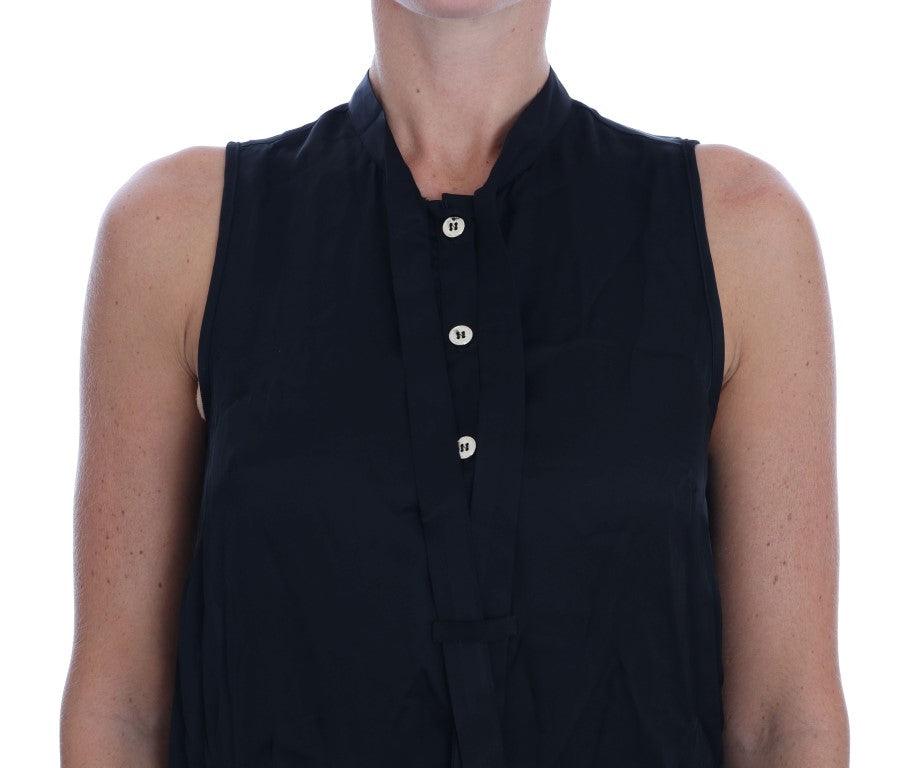 Black Sleeveless Viscose Blouse Top - Designed by Versace Jeans Available to Buy at a Discounted Price on Moon Behind The Hill Online Designer Discount Store