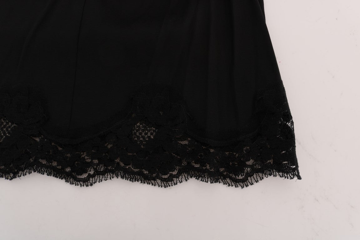 Black Floral Cutout Lace A-Line Skirt - Designed by Dolce & Gabbana Available to Buy at a Discounted Price on Moon Behind The Hill Online Designer Discount Store